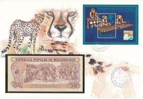 Mozambik 1983. 50M felbélyegzett borítékban, bélyegzéssel T:UNC Mozambique 1983. 50 Meticais in envelope with stamp and cancellation C:UNC