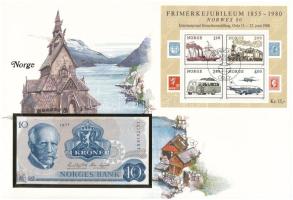 Norvégia 1977. 10K felbélyegzett borítékban, bélyegzéssel T:UNC  Norway 1977. 10 Kroner in envelope with stamp and cancellation C:UNC