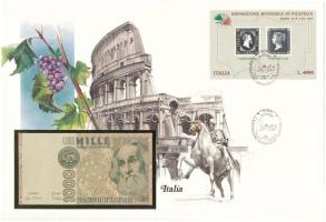 Olaszország 1982. 1000L felbélyegzett borítékban, bélyegzéssel T:UNC Italy 1982. 1000 Lire in envelope with stamp and cancellation C:UNC