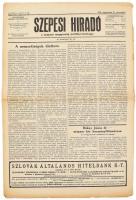 1938 Szepesi Hiradó, a szepesi (Felvidék) magyarság politikai hetilapja, 76. évf. 35. sz., 1938. aug. 27., sérülésekkel, 6 p.