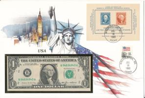 Amerikai Egyesült Államok 1985. 1$ felbélyegzett borítékban, bélyegzéssel T:UNC USA 1985. 1 Dollar in envelope with stamp and cancellation C:UNC