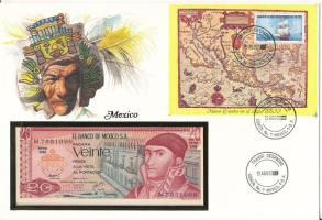 Mexikó 1977. 20P felbélyegzett borítékban, bélyegzéssel T:UNC  Mexico 1977. 20 Pesos in envelope with stamp and cancellation C:UNC