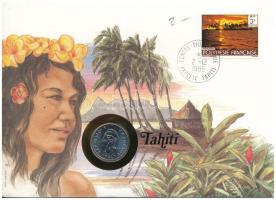 Francia Polinézia 1984. 10Fr Ni "Tahiti" feliratú felbélyegzett borítékban, bélyegzéssel T:UNC French Polynesia 1984. 10 Francs Ni in "Tahiti" envelope with stamp, and cancellation C:UNC