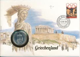 Görögország 1982. 20D Cu-Ni felbélyegzett borítékban, bélyegzéssel T:UNC Greece 1982. 20 Drachmai Cu-Ni in envelope with stamp, and cancellation C:UNC