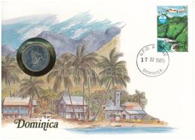 Kelet-Karibi Államok / Dominika 1981. 25c Cu-Ni felbélyegzett borítékban, bélyegzéssel, német nyelvű leírással T:UNC Eastern Caribbean States / Dominica 1981. 25 Cents Cu-Ni in envelope with stamp, cancellation and a prospectus in german C:UNC