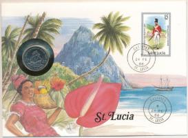 Kelet-Karibi Államok / Szt. Lucia 1981. 25c felbélyegzett borítékban, bélyegzéssel, német nyelvű leírással T:AU East Caribbean States / St. Lucia 1981. 25 Cents in envelope with stamp and cancellation, with German description C:AU