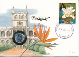 Paraguay 1980. 5G felbélyegzett borítékban, bélyegzéssel, német nyelvű leírással T:UNC Paraguay 1980. 5 Guaranies in envelope with stamp and cancellation, with German description C:UNC