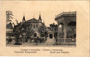 1915 Pöstyén, Piestany; Gyógyház és zenepavilon. Gipsz H. kiadása / Kurhaus u. Musikpavillon / spa, music pavilion (fl)