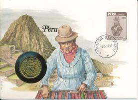 Peru 1982. 50I Cu-Ni felbélyegzett borítékban, bélyegzéssel, német nyelvű leírással T:UNC,AU  Peru 1982. 50 Intis Cu-Ni in envelope with stamp, with German description C:UNC,AU