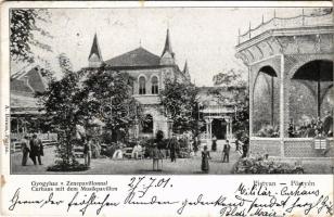 1901 Pöstyén, Piestany; Gyógyház a zenepavilonnal. A. Bernas kiadása / Curhaus mit dem Musikpavillon / spa, music pavilion (EB)