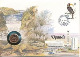 Uganda 1987. 1Sh felbélyegzett borítékban, bélyegzéssel, német nyelvű leírással T:UNC Uganda 1987. 1 Shilling in envelope with stamp and cancellation, with German description C:UNC