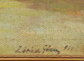 Zórád Géza (1896-1959): Vzparti táj, 1936. Olaj, karton, jelzett. Dekoratív, kissé sérült fakeretben...