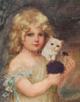 Senyei József (1885-1944): Kislány cicákkal. Olaj, vászon. Jelezve jobbra lent. Dekoratív, kissé sér...