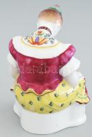Herendi hímző lány. Jelzett, kézzel festett, hátul talpánál kis anyaghibával, m: 14,5 cm