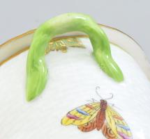 Herendi Viktória mintás bonbonier, jelzett, háncsnyomott, citrom fogóval, hibátlan, 14x9,5x11,5 cm