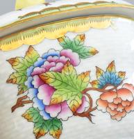 Herendi Viktória mintás bonbonier, jelzett, háncsnyomott, citrom fogóval, hibátlan, 14x9,5x11,5 cm