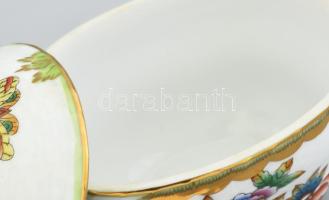 Herendi Viktória mintás bonbonier, jelzett, háncsnyomott, citrom fogóval, hibátlan, 14x9,5x11,5 cm