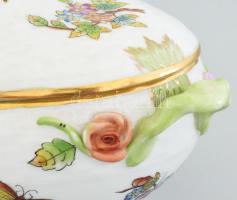 Herendi Viktória mintás bonbonier, jelzett, háncsnyomott felülettel, eper fogóval, hibátlan, 18x9,5x...