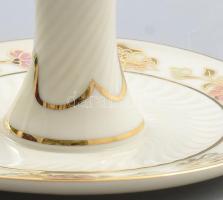 Zsolnay pillangó mintás gyertyatartó. Jelzett, kézzel festett, hibátlan, m: 14,5 cm