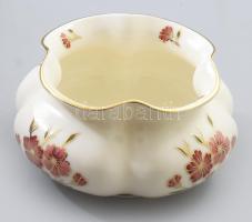 Zsolnay pillangó mintás fodros váza. Jelzett, kézzel festett, hibátlan, d 14 cm