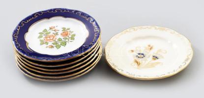 6+1 db Zsolnay tálka. Kézzel festett, jelzett, hibátlan d: 9 cm