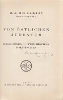 Bin Gorion, M[icha] J[osef]:
Vom östlichen Judentum: religiöses, Literarisches, Politisches.
Berli...