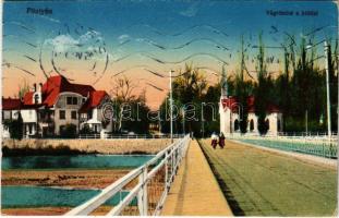 1929 Pöstyén, Piestany; Vág részlet a híddal. Vasúti levelezőlapárusítás 11. sz. 1917. / Váh riverside, bridge (EK)