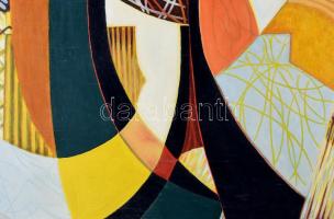 T Hegedűs A jelzéssel: Színes formák, 1970. Olaj, vászon. Dekoratív, sérült fakeretben. 100x60 cm. K...