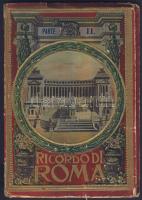 cca 1900 Roma leporello füzet 38 fotóval dombor litho borító térképpel (grinc sérült) /Roma  booklet with 38 town-view photos, Emb. litho cover with map (binding damaged) 12x18 cm