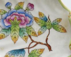 Herendi Viktória mintás kagyló alakú ékszeres tálka. Jelzett, hibátlan, 10,5x10,5 cm