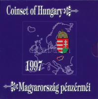 1997. 50f-200Ft (10xklf) Magyarország pénzérméi forgalmi sor dísztokban T:BU patina  Adamo FO30