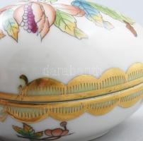 Herendi Viktória mintás tojás alakú ékszeres doboz. Jelzett, hibátlan, h: 7,5 cm