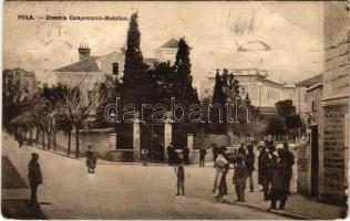 1911 Pola, Pula; Crocevia Campomarzo, Medolino / Medulin / utca / street (EM)