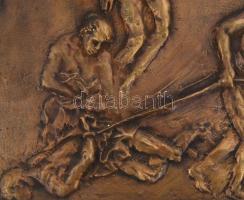 Eskulits Tamás (1947- ): Keresztrefeszítés. Bronz plakett. Jelzett jj., 33,5x31 cm