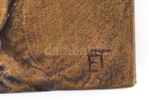 Eskulits Tamás (1947- ): Keresztrefeszítés. Bronz plakett. Jelzett jj., 33,5x31 cm