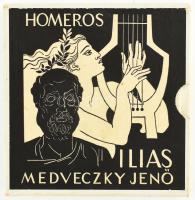 Medveczky Jenő: Homeros - Ilias. (Minikönyv). Bp., 1973, Képzőművészeti Alap. Egészoldalas, fekete-fehér illusztrációkkal. Magyar, angol és német nyelven. Kiadói műbőr-kötés, kiadói kartontokban.