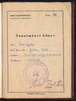 1953-1956 MDP Pártfőiskola levelező tanfolyamának tanulmányi könyve, néhány bejegyzéssel, aláírásokk...