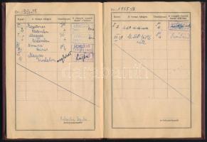1953-1956 MDP Pártfőiskola levelező tanfolyamának tanulmányi könyve, néhány bejegyzéssel, aláírásokk...