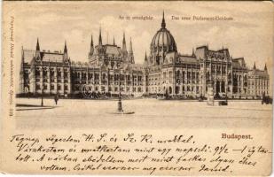 1900 Budapest V. Az új országház, Parlament. Fénynyomat Divald műintézetéből (EK)