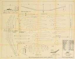 cca 1970 Szöcske és Sas repülőmodellek siklómodellek rajzai