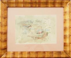 Szabó jelzéssel: Tavirózsák. Akvarell, papír. Dekoratív, üvegezett fakeretben. 16,5x23,5 cm