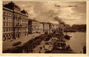 1911 Fiume, Rijeka; Palazzo Adria / palace, quay, port, railway, vagones (Rb)