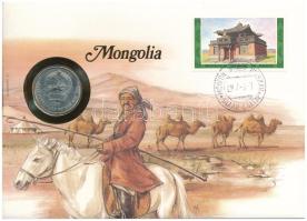 Mongólia 1981. 50M Cu-Ni felbélyegzett borítékban, bélyegzéssel, német nyelvű leírással T:UNC Mongolia 1981. 50 Möngö Cu-Ni in envelope with stamp, cancellation and a prospectus in german C:UNC