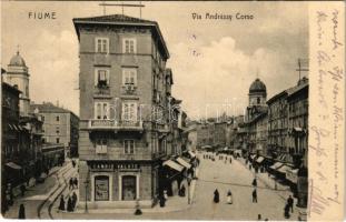 1916 Fiume, Rijeka; Via Andrássy Corso, cambio valute / street view, currency exchange + "ZENSURIERT K.u.k. Militärzensur FIUME"