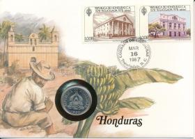 Honduras 1980. 10c Cu-Ni felbélyegzett borítékon, bélyegzéssel, német nyelvű leírással T:UNC Honduras 1980. 10 Centavos Cu-Ni in envelope with stamp, with German description C:UNC