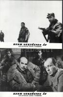 cca 1969 előtti ,,Ezer veszélyen át" című lengyel film jelenetei és szereplői, 9 db vintage produkciós filmfotó (vitrinfotó, lobbyfotó) ezüst zselatinos fotópapíron, a használatból eredő (esetleges) kisebb hibákkal, 18x24 cm