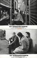 cca 1989 előtti ,,Mi húszévesek" című szovjet film jelenetei és szereplői, 13 db vintage produkciós filmfotó (vitrinfotó, lobbyfotó) ezüst zselatinos fotópapíron, a használatból eredő (esetleges) kisebb hibákkal, 18x24 cm