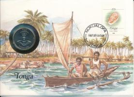 Tonga 1981. 20s FAO érmés borítékban, bélyeggel és bélyegzéssel, német nyelvű ismertetővel T:UNC Tonga 1981. 20 Seniti FAO in coin envelope, with stamp and cancellation, with German description C:UNC