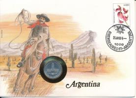 Argentína 1984. 1P Al felbélyegzett borítékban, bélyegzéssel T:AU Argentina 1984. 1 Peso Al in envelope with stamp, and cancellation C:AU