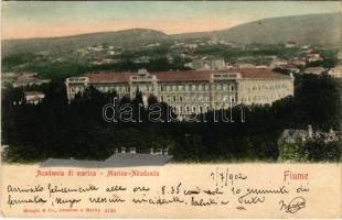 1902 Fiume, Rijeka; Osztrák-magyar haditengerészeti akadémia / Academia di marina / K.u.K. Kriegsmarine Marine Akademie. Stengel & Co. / Austro-Hungarian Navy academy (EK)